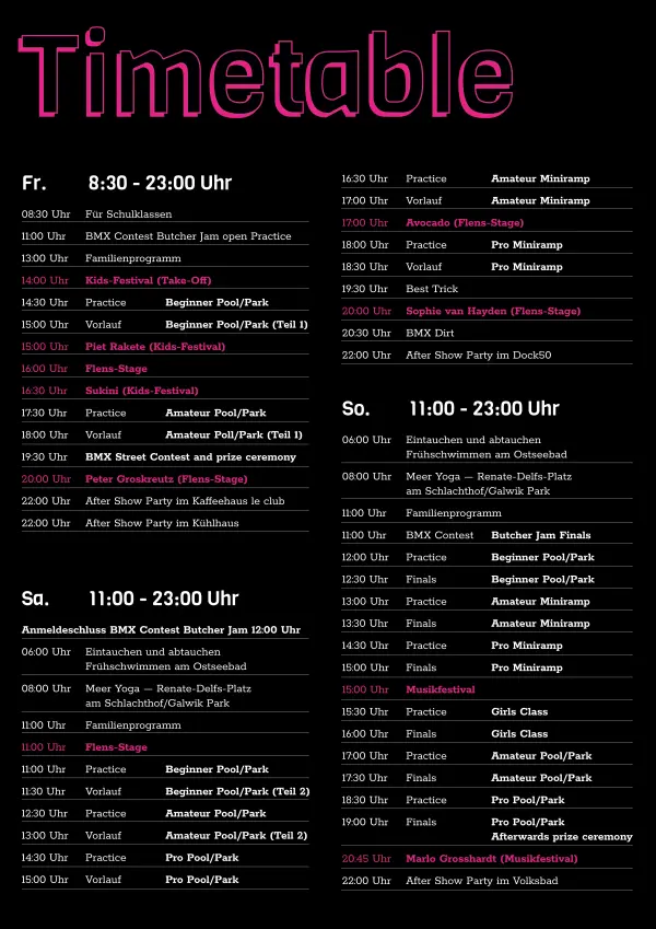 Butcher Jam 2026 Timetable — Gesamtübersicht